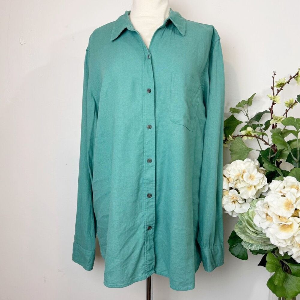 UNIVERSAL THREAD | linen relaxed fit button down shirt |  large | green